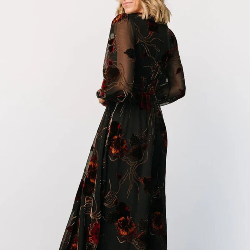 Baltic Born Mikla Maxi Dress Burnout Velvet Goth Boho Floral - Picture 5 of 6